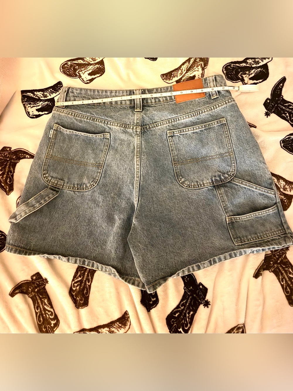 Princess Polly- Light Blue Denim carpenter shorts size 12
